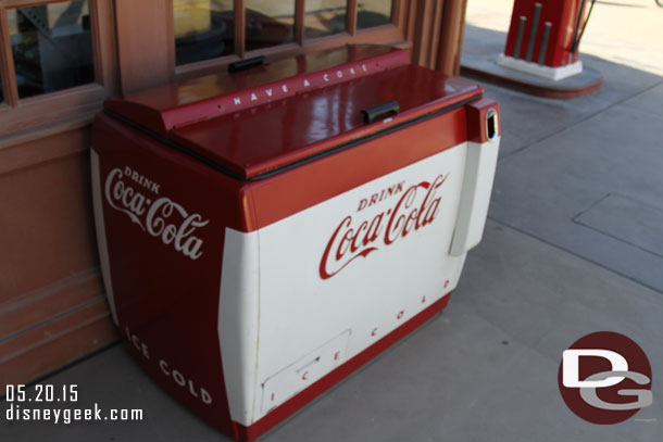 Outside a Coca Cola cooler.  They were not selling anything today out here.