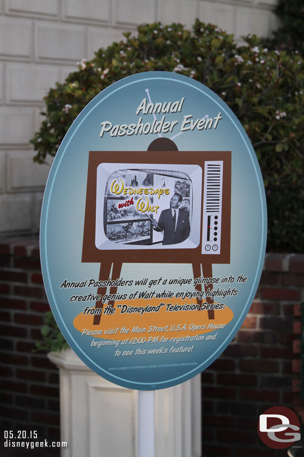 Today was Wednesday so the Annual Passholder Wednesday with Walt event was going on.  I did not have time to go though.