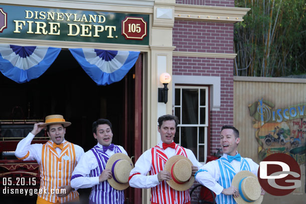 The Dapper Dans performing near the firehouse