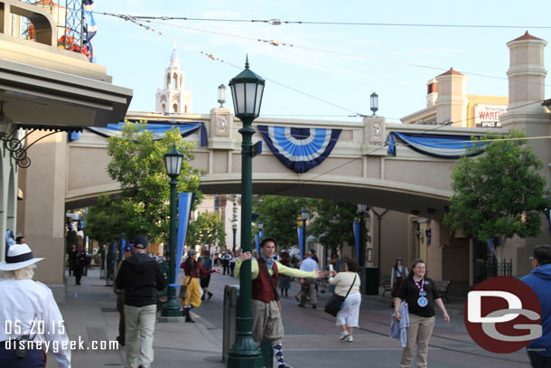 Arriving on Buena Vista Street for the premiere of World of Color Celebrate.  News Boys out lining the street to welcome us.