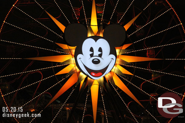 A screen is raised in front of Mickey.. this is actually a projected image right now.