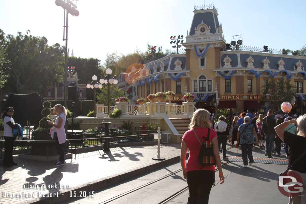 A stage set up in Town Square for TV shows.