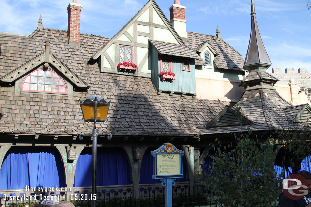 The walls are down from around Peter Pan which helps with traffic flow.  Curtains up since it does not open until July 1.