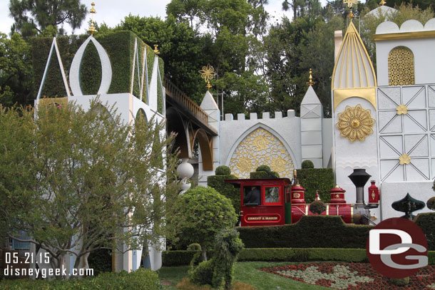 Took the Railroad around to Toontown.  The last section of the Small World Facade work appears to be done (this is where the small fire was months ago)