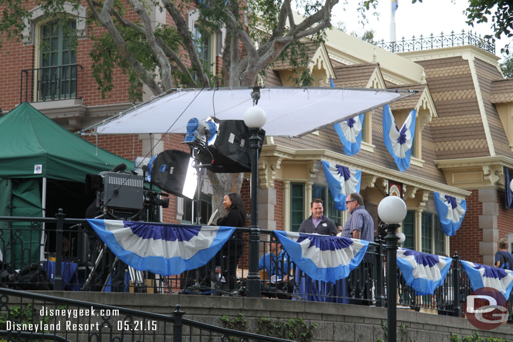 Today there was a lot of media and filming going on around the parks.  Here is a location on the Main Street Train Station.