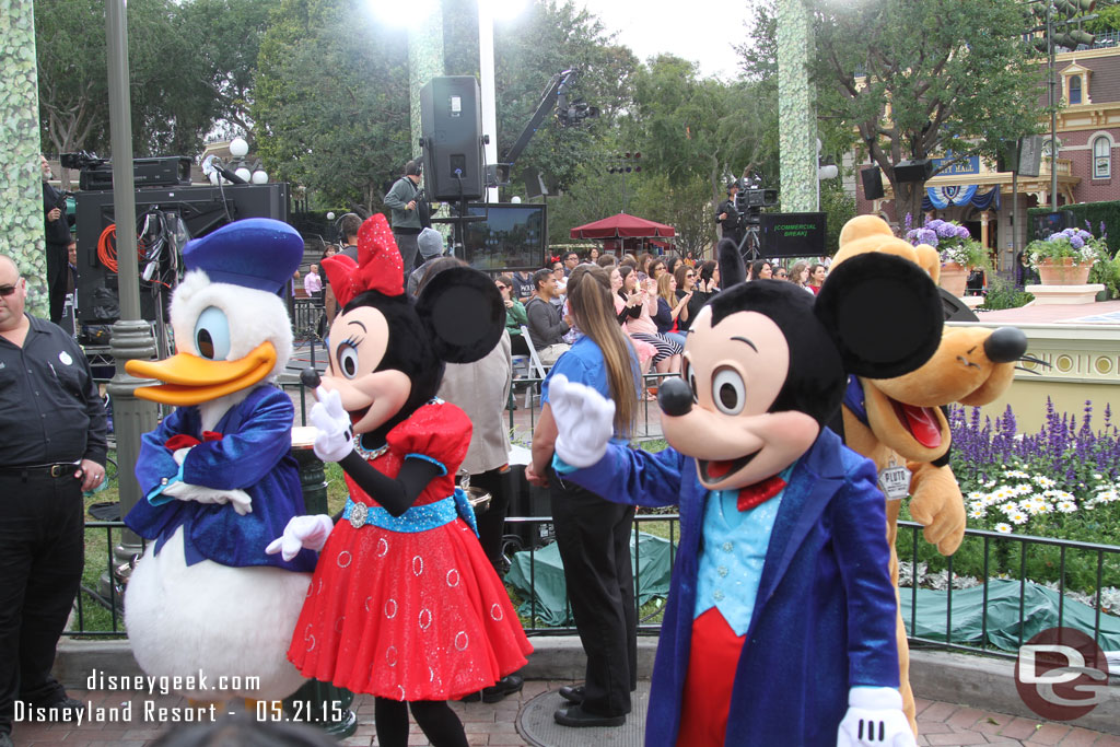 Mickey and the gang waiting to join the TV broadcast.  They all had their new 60th outfits on.