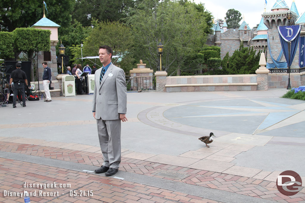 The event was broadcast on cast TV and here is one of the co-hosts for the event doing a stand up before the show.  Notice the duck in the background walking around.