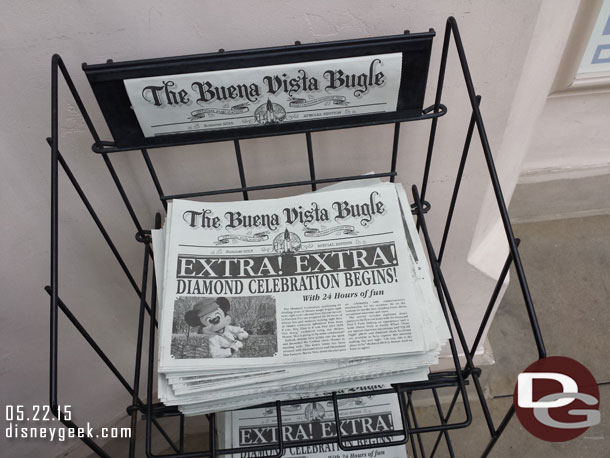 A special edition of the Buena Vista Street Bugle was on news stands for the 24 hour event.