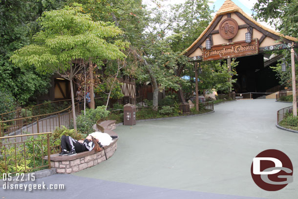 Guests already finding places to sleet.  It was only 7:39am, the park had not been open an hour yet... guessing they spent the night in the esplanade?  Was not about to wake them to find out.