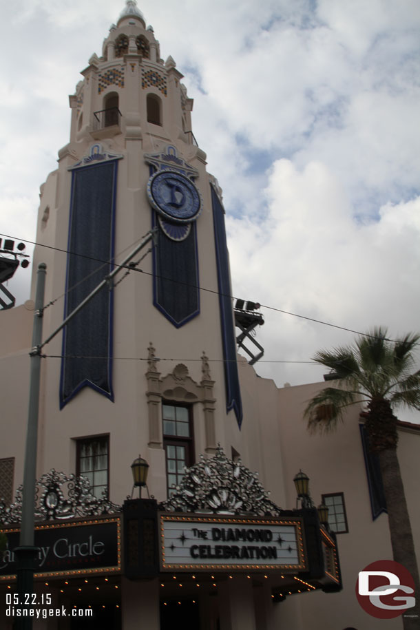 The Carthay Circle Restaurant sign has been changed for the 60th.