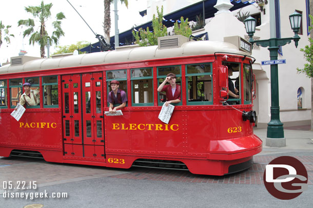 The Red Car Trolley News Boys arriving for a performance