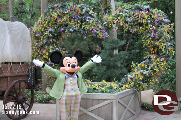 Mickey greeting guests at the roundup.