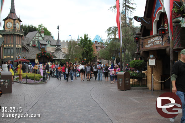 Walking through Fantasyland at 5:30pm