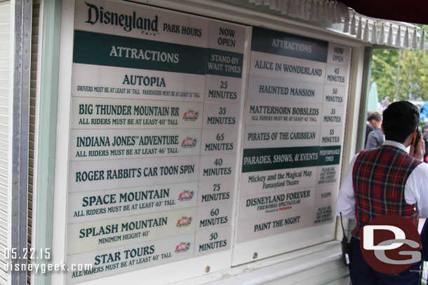 Wait times as of 5:38pm