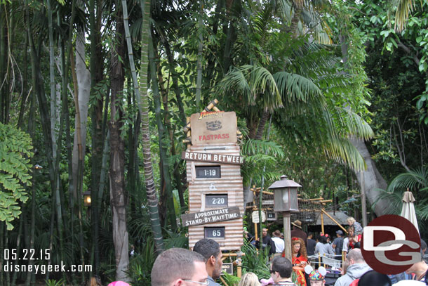 Passing by Indiana Jones.. notice the return times.. 