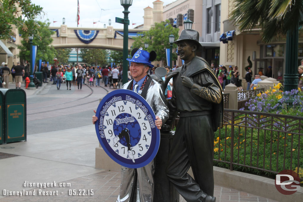 A clock prop for the celebration, one of many throughout both parks.