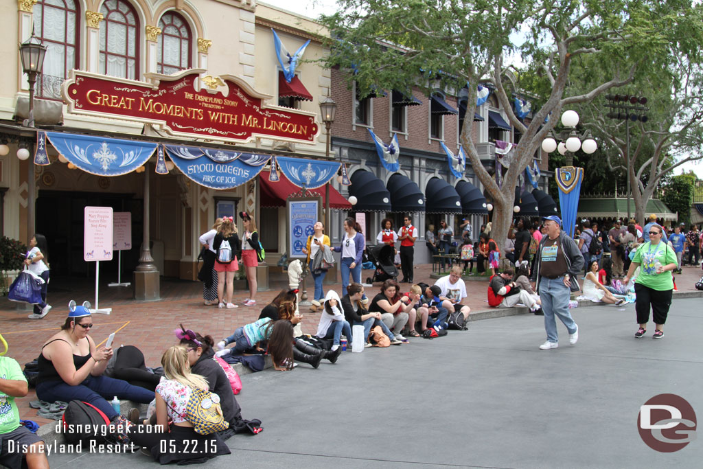 Town Square at 1:30pm.  Most of the curb seating had been taken along the parade route for Paint the Night Already.  Only a little over 7 hours until it steps off.