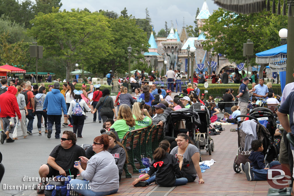 Further up the parade route the same scene.  Guests camped out everywhere.