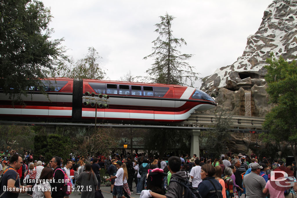 Monorail Red passing overhead.