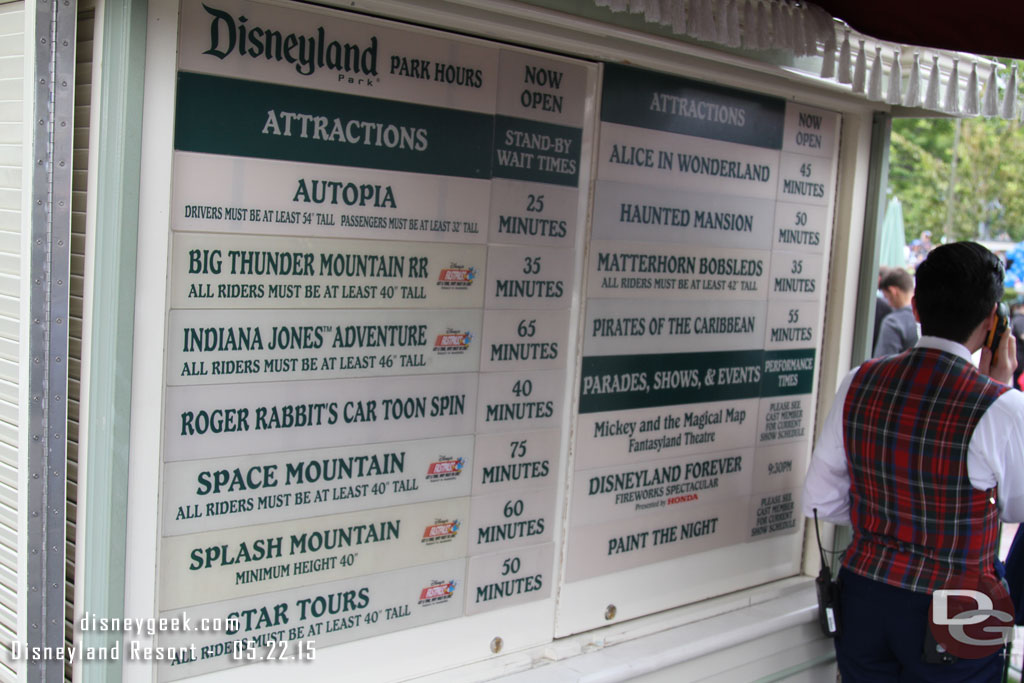 Wait times as of 5:38pm