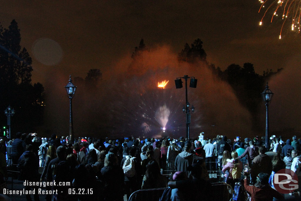 Caught the fireworks just as they were starting... and the lights on for the snow