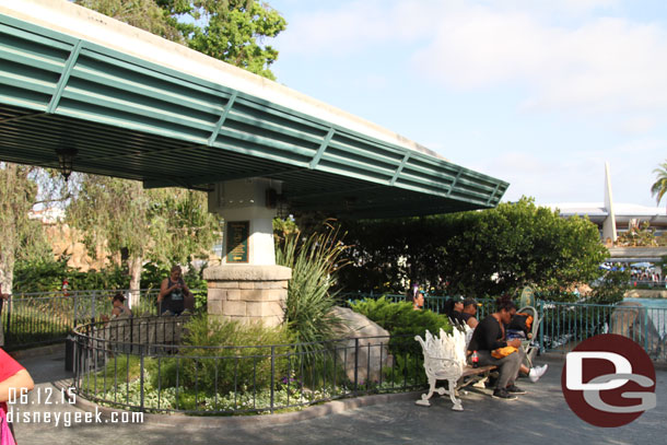 The smoking area near the Matterhorn has been pushed to the corner.  It still comes out out to the walkway though.