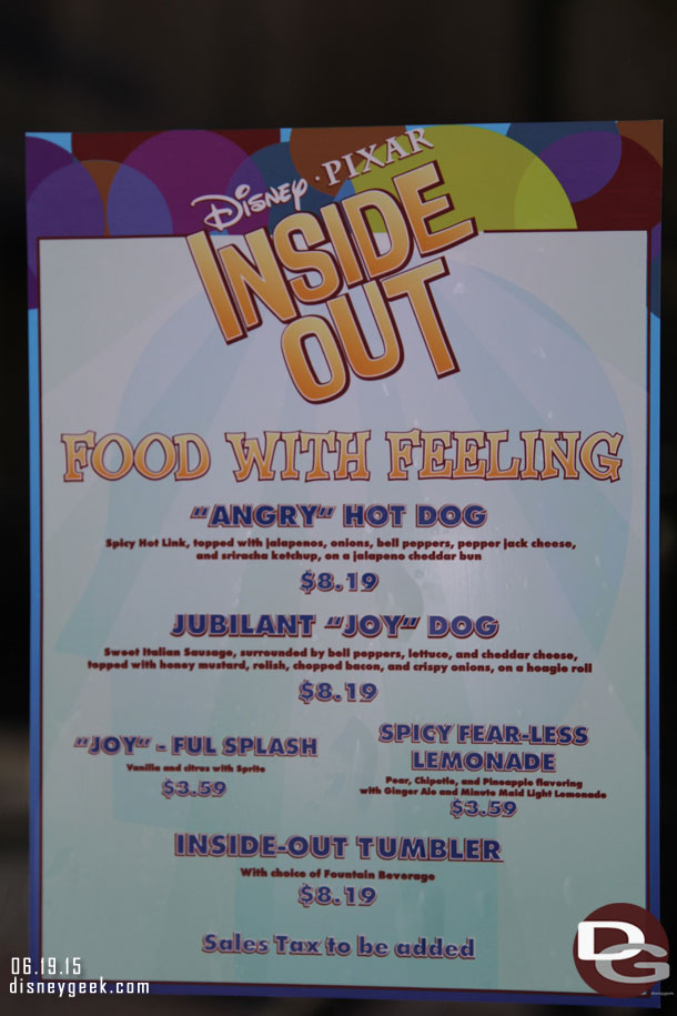 Special Inside Out menu at Award Wieners