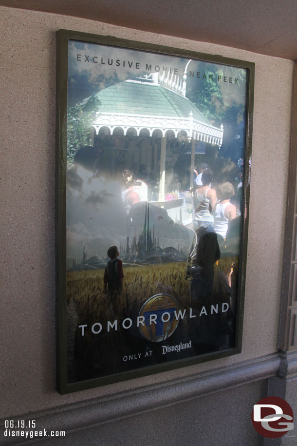 The Tomorrowland movie poster is still up as you enter the park.