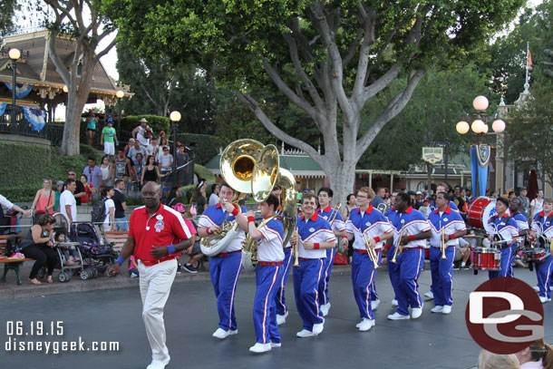 The 2015 All-American College Band arriving for their 7:15pm set in Town Square