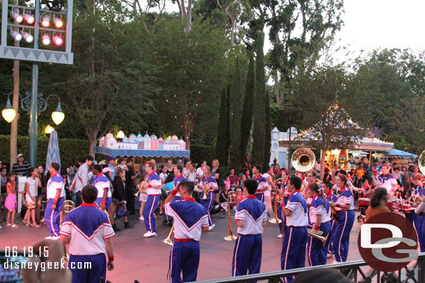 The 2015 All-American College Band at their first stop of their pre-parade performances.  This one features the Disney Movie Medley