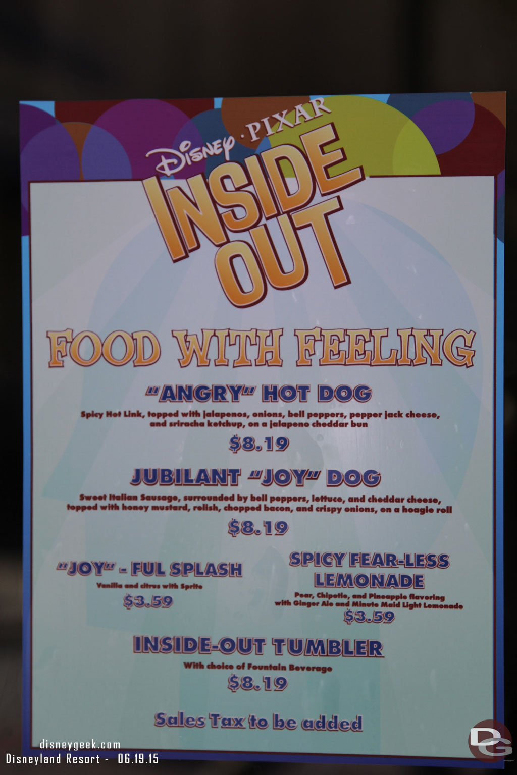 Special Inside Out menu at Award Wieners