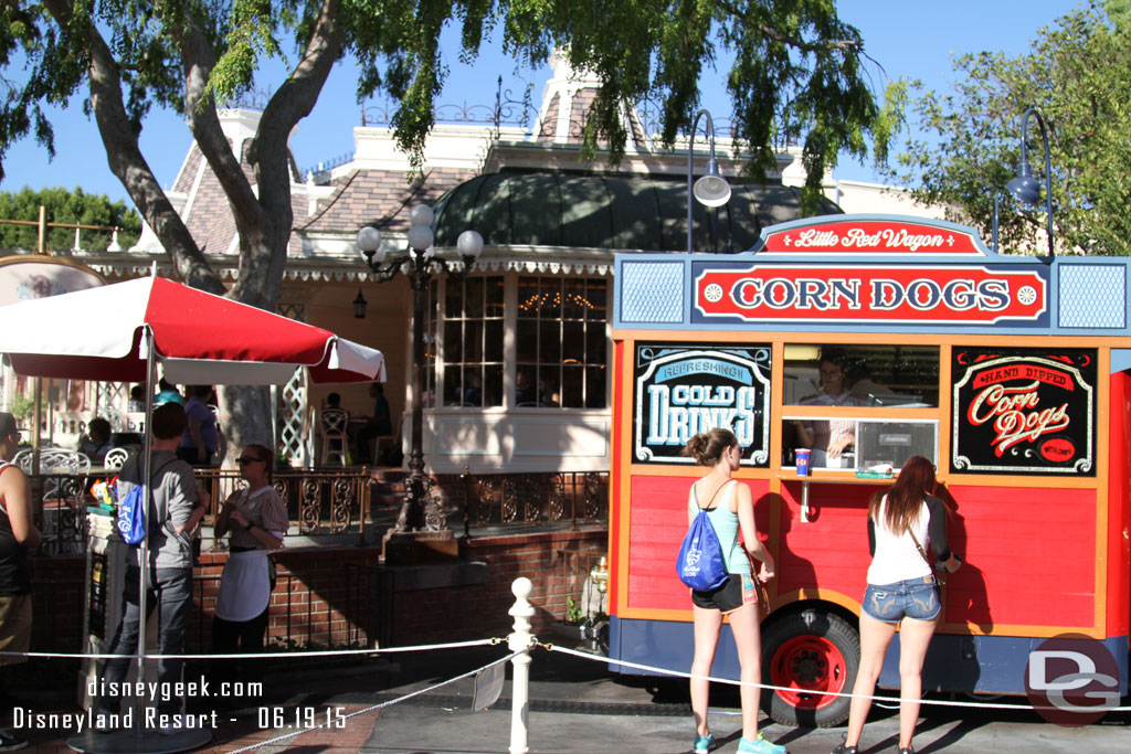 Noticed there is now a cash register/kiosk to the left to place orders for the Corn Dog Wagon.  The line seemed to be moving...  not sure how long ago this started, it has been a while since I really looked into this area.