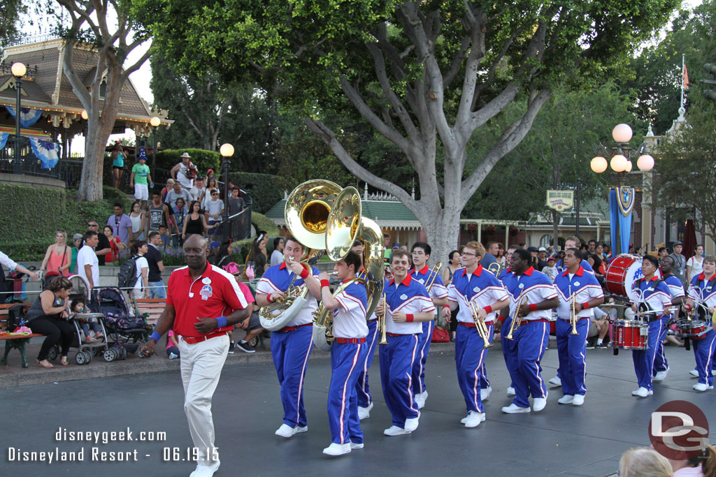 The 2015 All-American College Band arriving for their 7:15pm set in Town Square