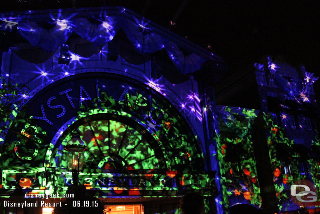 A series of shots of the projections on the Crystal Arcade