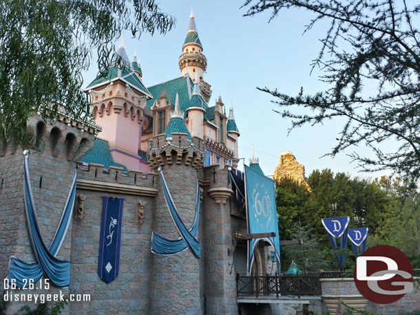 Notice the banners are turned to face East/West..(face me in this case) to not obstruct the view of the Castle projections.