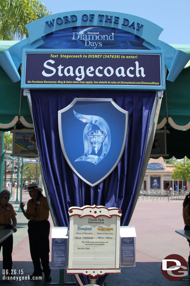 The word of the day for Friday.  Note only attraction listed as closed is Peter Pan.