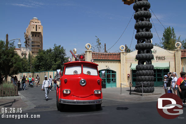 Red rolling through town.