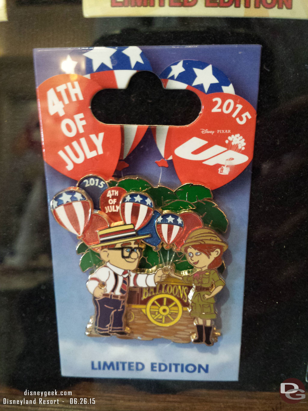 The 4th of July pin this year features Up.