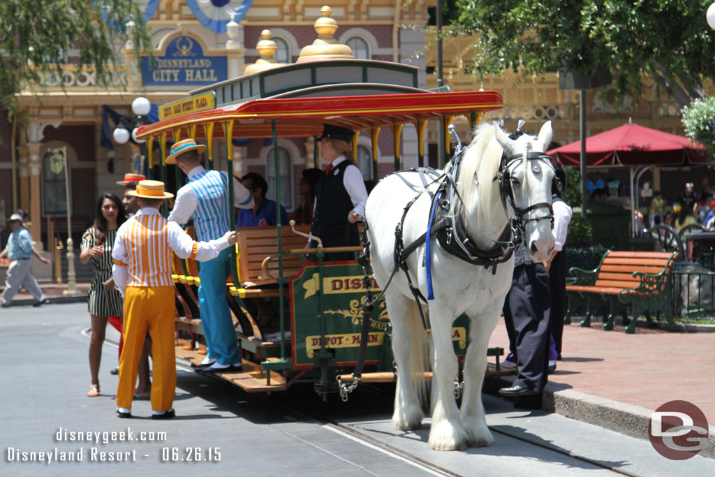 The Dapper Dans just exited the street car. I missed their performance.