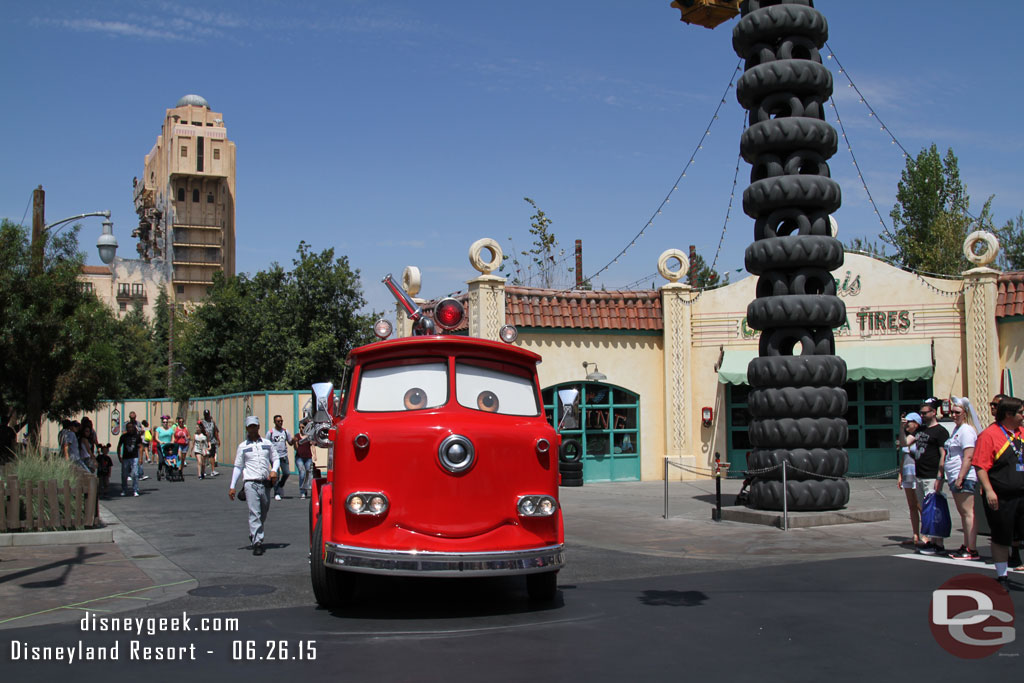 Red rolling through town.