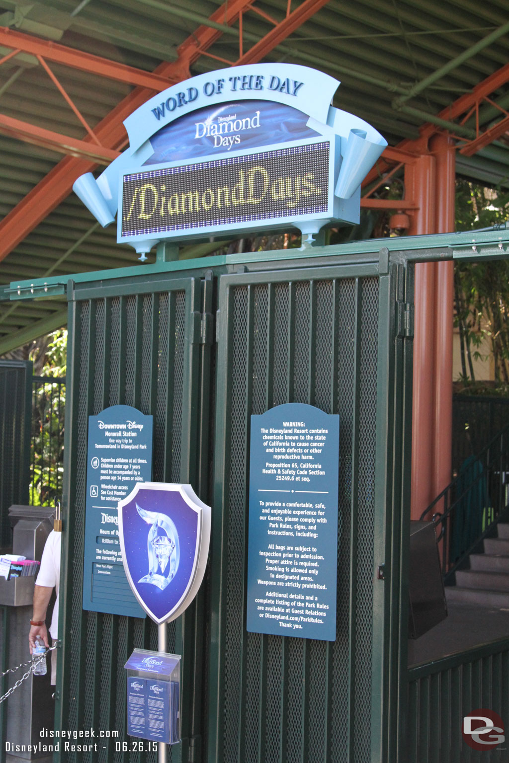 The Downtown Disney Monorail station word of the day sign is also digital.