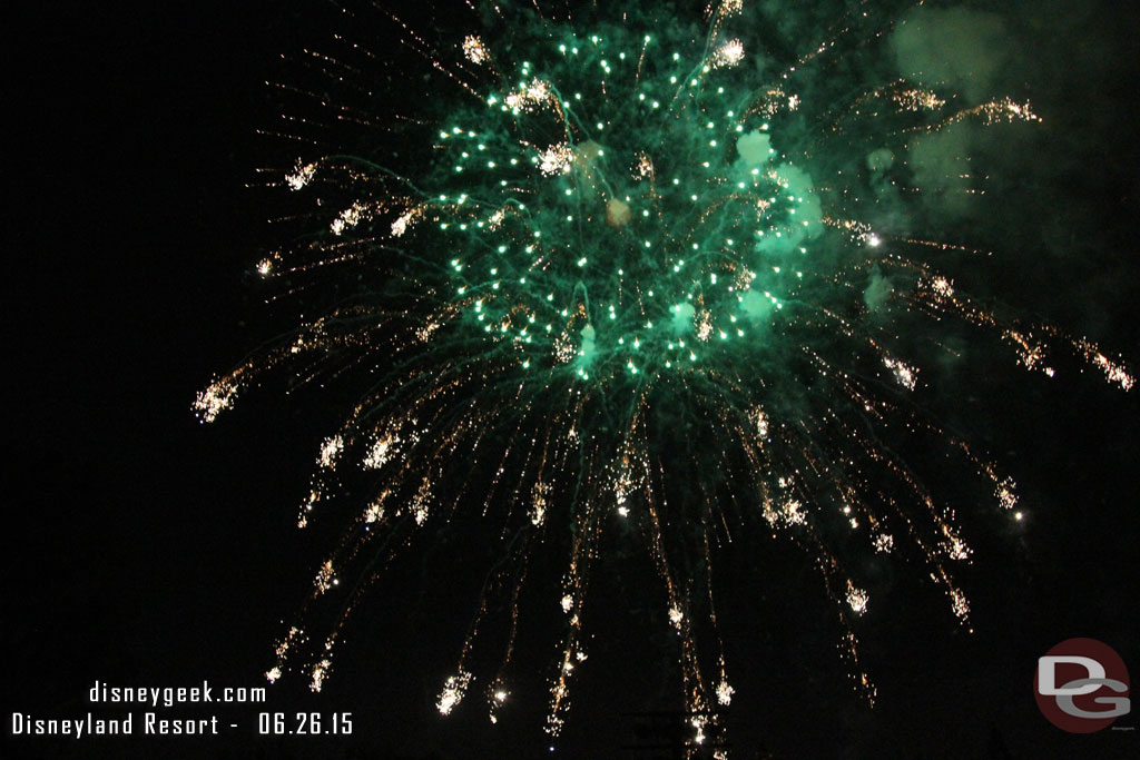 In case you were wondering there was a fireworks show going on overhead.. my focus this evening was the projections so the lens I choose was not wide enough to get both the projections and fireworks. 
