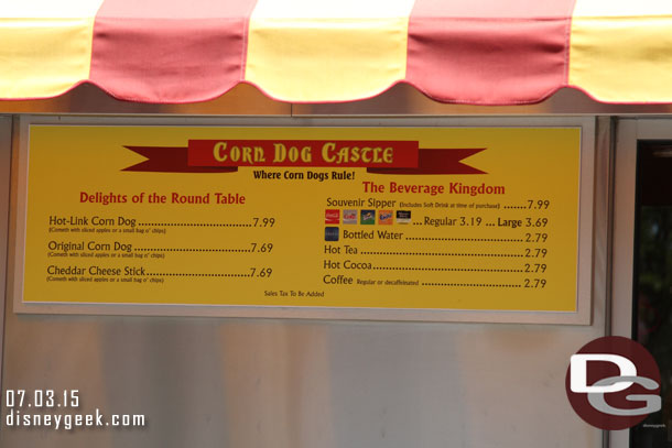 The Corn Dog Castle Menu