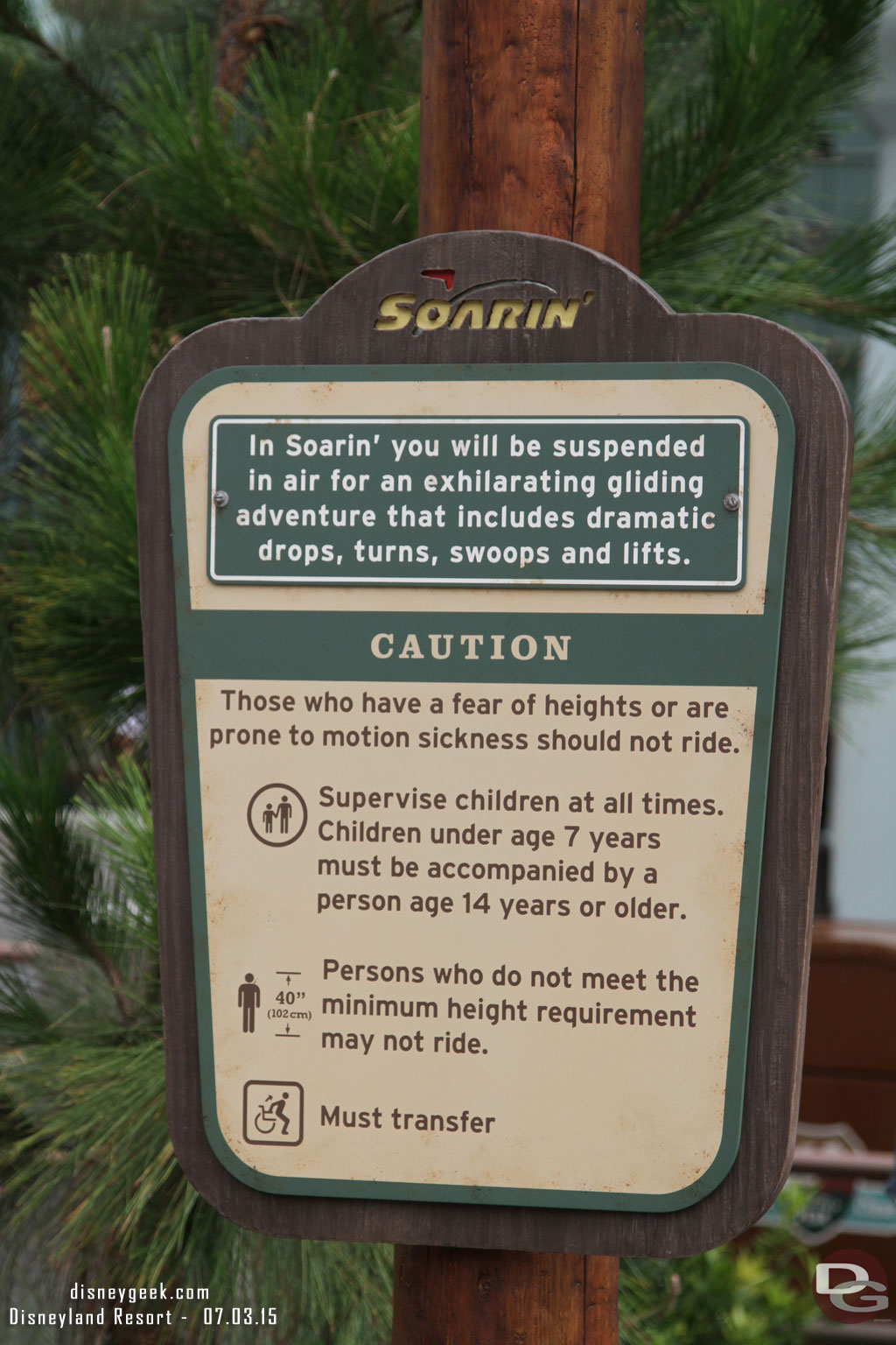 Went to grab a FastPass for Soarin.  The sign out front.