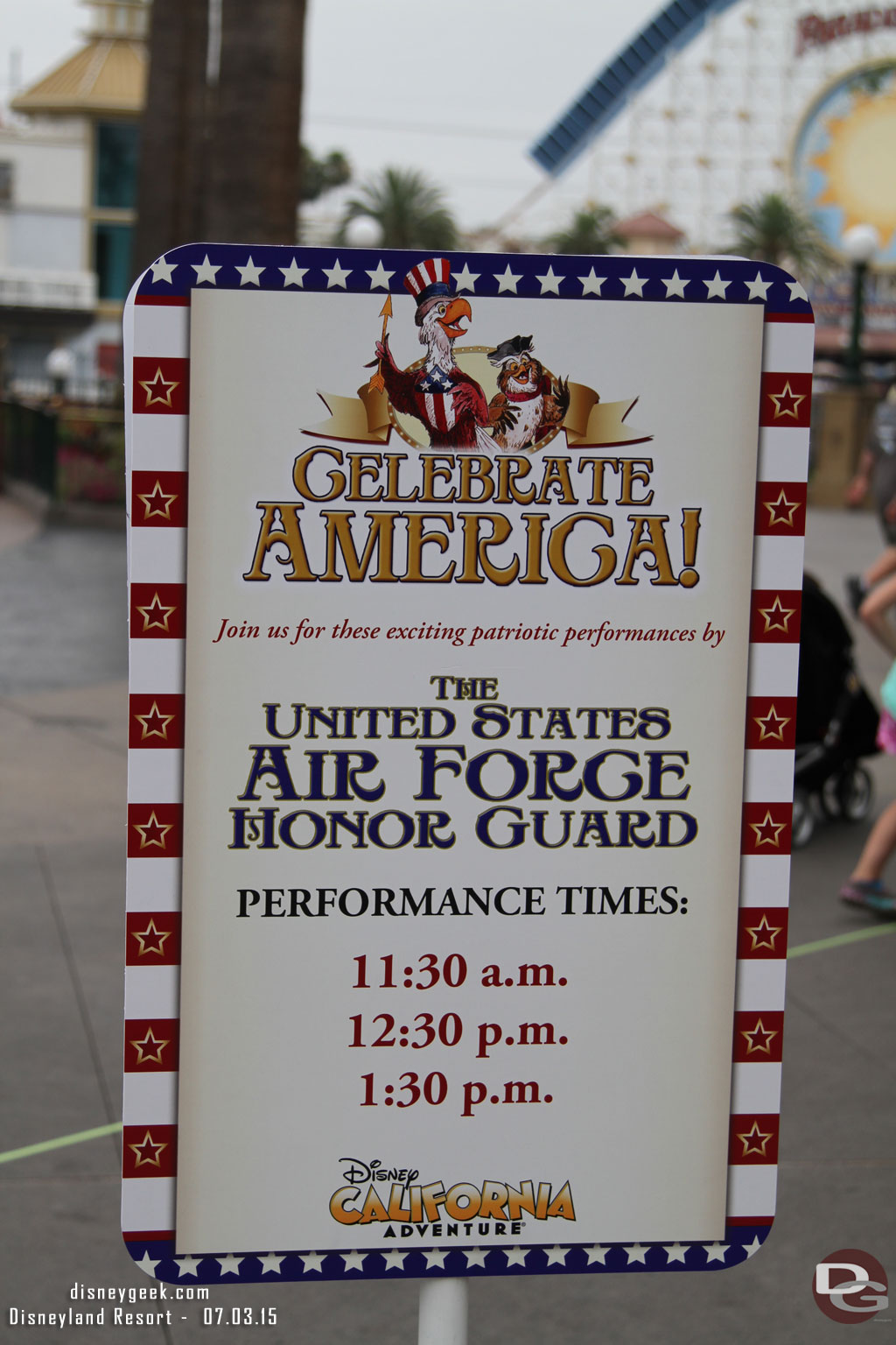 Later today the US Air Force Honor Guard will be performing here and at Disneyland.