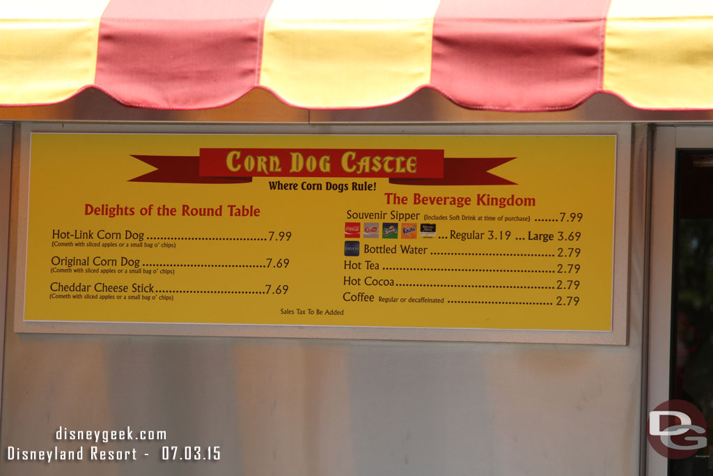 The Corn Dog Castle Menu