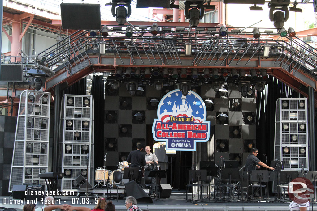 Preparing the stage for the All-American College Band.