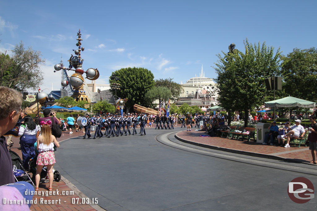 The United States Air Force Honor Guard approaching.