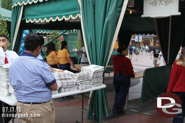 After entering they were handing out commemorative newspapers from the Orange County Register.