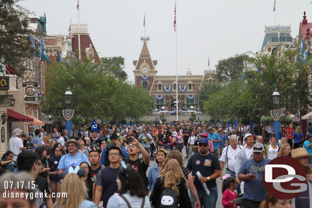 Looking back down Main Street USA.  Busy, especially for 7:10am but not jammed.